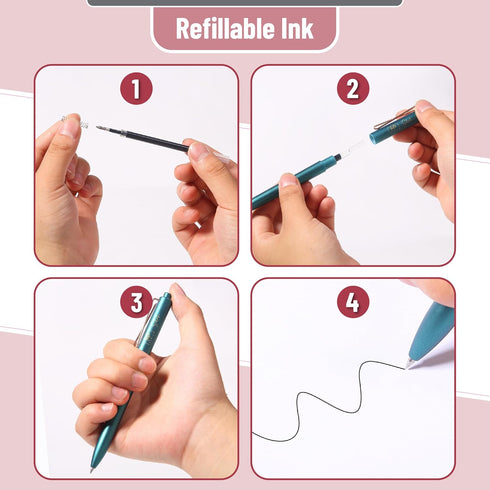Mr. Pen Retractable Gel Pens, 12 Pack, Black Ink, Fine Point 0.5mm, Fast Dry, Aesthetic Pens for Journaling