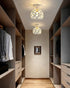 7 White Mini Semi Flush Mount Ceiling Light Hallway Lights Modern Small Metal Acrylic Crystal-Like Chandelier Lamp