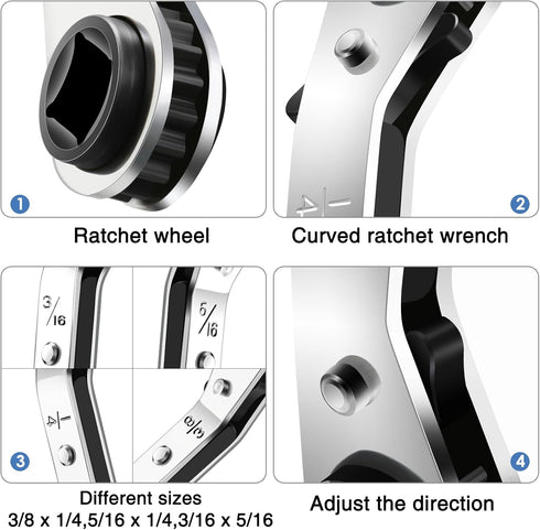 Zhehao Hvac Service Wrench Set, Refrigeration Service Wrench, Ratchet Tool Set with Hexagon Bit Adapter Kit