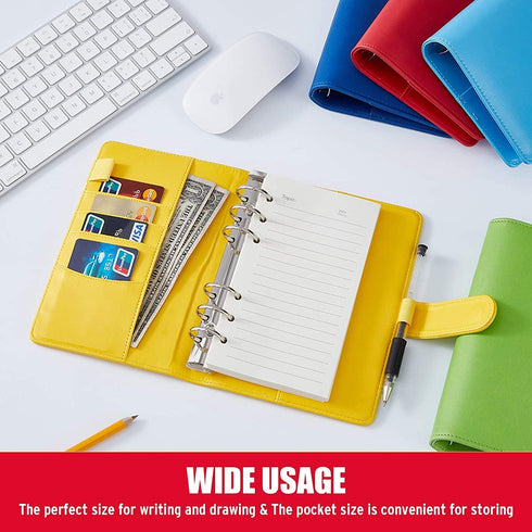Sooez A6 PU Leather Notebook Binder, 6 Ring Planner with Magnetic Buckle