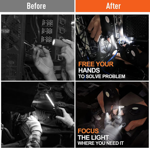 BIIB Gifts for Men, LED Flashlight Gloves, Unique Gadgets for Birthday, Fishing Gifts for Him