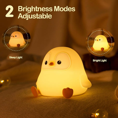 2 Dimmable, ATSUI Penguin Night Light, LED Squishy Novelty Animal Night Lamp, Food Grade Silicone, Level Nursery