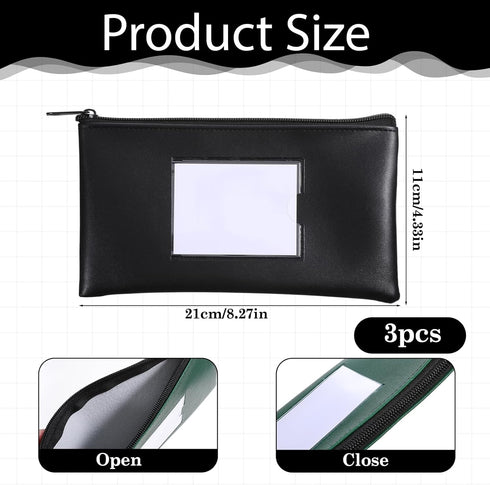 Aysatogc 3PCS 8.3" 4.5" (3 Mini Bank Money Bag for Cash, x Zipper Bank Bags with Label Security Money Pouch