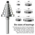 Set 1/4 1pcs 6 1/8", 1/4", 5/16", 3/8", 7/16", 1/2" Rabbet Router Bit Shank, Rabbeting Router Bits with Bearings