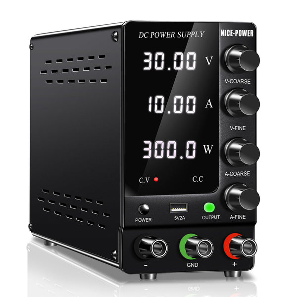 NICE-POWER Variable DC Power Supply, 30V 10A Adjustable Bench Power Supply with 4-Digit LED Display