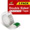 Double Sided Tape with Dispenser, Standard Width, 3/4 in x 300 in, 3-Pack, No Peel-Away Liner, Glufirm