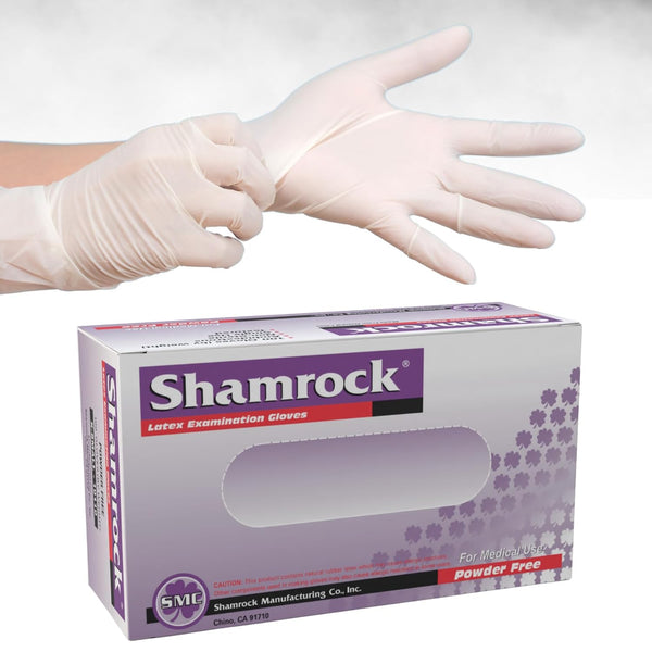 Shamrock 10111 Latex Exam Gloves, Small, 5 Mil, Powder-Free, Full Textured, Disposable, Medical & Food Safe