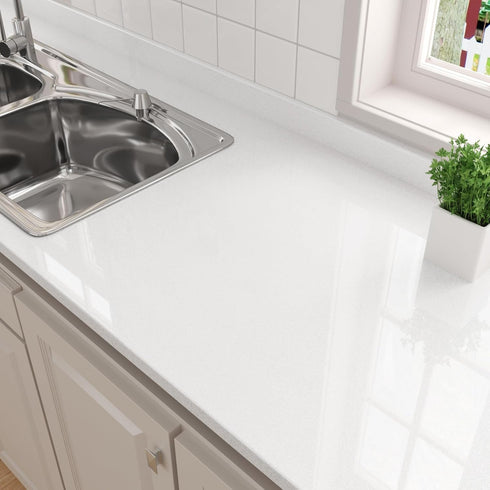 White Contact Paper, 15.7"X78.8" Peel and Stick Wallpaper, Shiny Glitter Self Adhesive Removable Vinyl Film for Cabinets