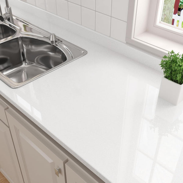 White Contact Paper, 15.7"X78.8" Peel and Stick Wallpaper, Shiny Glitter Self Adhesive Removable Vinyl Film for Cabinets