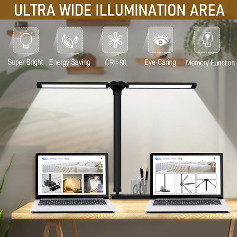 Dimmable 50 CHARYJOD LED Desk Lamp with USB Charging Port Bright, Lighting Modes Dual Swing Arm Architect Table Lamp