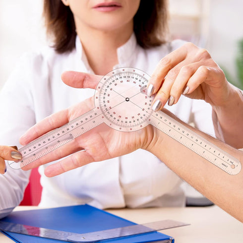 12 Inch Transparent Goniometer Protractor Ruler, 360 Degree Plastic Angle Ruler for Body Measuring Tape (6 Pieces)