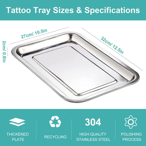 Dental Tray - Lyuxzad 3 Pack Stainless Steel Trays 12.6" X 10.6" X 0.8" Flat Tray for Dental Piercing Lab Instrument Kitchen Baking Pet Bathroom Tools (3pcs)
