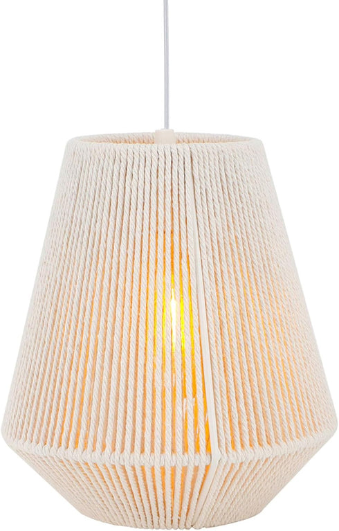 8" 6 JHY DESIGN Battery Powered Hanging Lamp H Braided Cotton Rope Decorative Pendant Lamp Battery Lamp with Hours