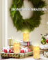 Wax,3 Pack-Ivory Da by Flameless Candles with String Lights, Battery Operated Candles with Remote and Timer, LED Pillar