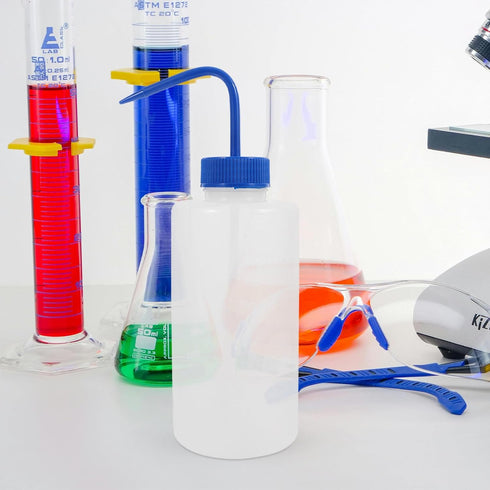 LIGIGWASH 1000ml Wide Mouth Wash Bottle with Blue Lid Squeeze Bottle for Eyelash Rinse and Tattoo Supply for Laboratory