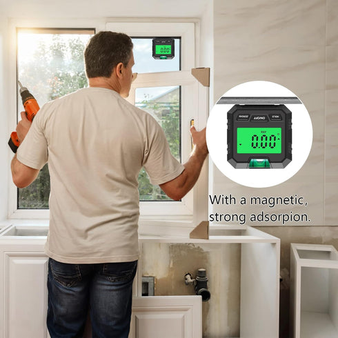 Hancaner Digital Angle Finder with LCD Display, Digital Electronic Level and Angle Gauge with Bubble Level and Magnetic Base, Digital Inclinometer Angle Measuring Tool for Woodworking, Construction