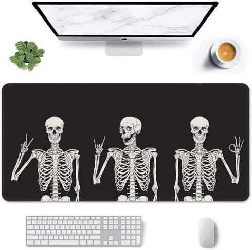 Britimes Large Gaming Mouse Pad, Black Skull Non-Slip Desk Pad for Keyboard and Mouse, 31.5 x 15.7 in for Gamer Office