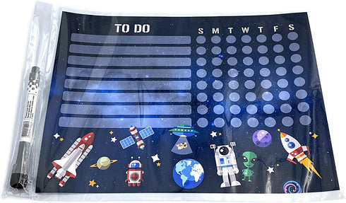 Kid’s Dry Erase Whiteboard Chore Chart, Removable and Restickable Adhesive Decal, Fine-Tip Magnetic Marker Included