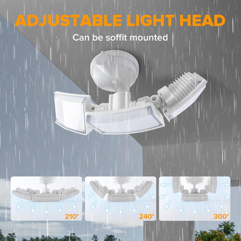 75W 8000 3 5000K IP65 LUTEC Lumen Floods Light Outdoor, Switch Controlled LED Security Lights with Adjustable Heads