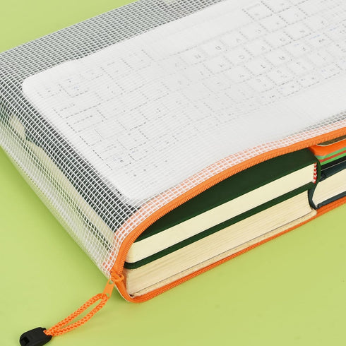 Mesh Zipper Pouch, Waterproof Zipper Bags, 18pcs Document Folders for School Office Supplies and Puzzle Storage