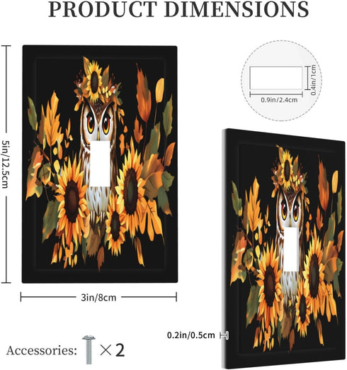 haigof 1 3 5 Inch Brown Owl Sunflowers Light Switch Cover Wall Plate Gang Single Plates Print Faceplate Home Decor X