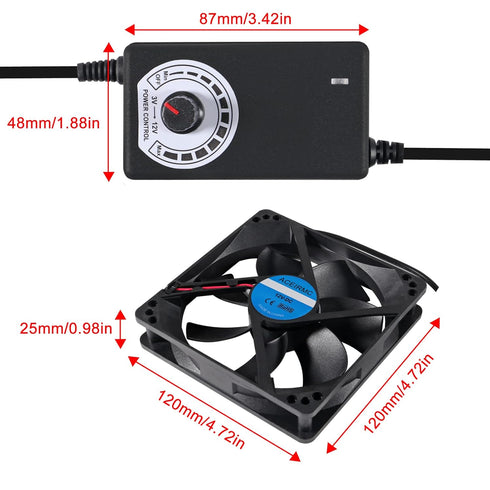 2pcs 120x25mm 110V 220V 3 12V Blower Cooling Fan AC Powered Cooling Fan Dual-Ball Bearings to Speed Controller Fan