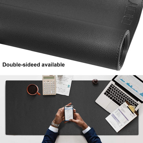 Cacoy Leather Desk Mat - 40” x 16” Extended Desk Pad, Waterproof PU Leather for Gaming Home Office