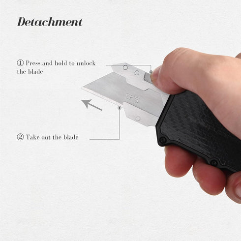 5 TOPS HOME Utility Knife Box Cutter, Pocket Knife, Change Blade Razor Knife, Aluminum Alloy Shell, Extra Blades