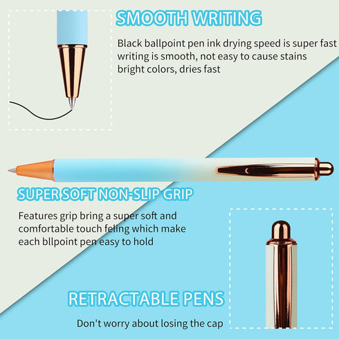 WY WENYUAN Gel Pens, 12 pcs Black Ink Fine Point Smooth Writing Pens, Cute Office School Supplies Gifts