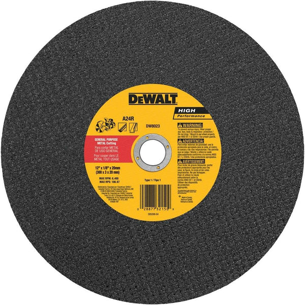 DEWALT DW8023 12-Inch x 1/8-Inch x 20mm A24N Abrasive Metal Cutting Wheel by DEWALT