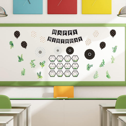 Simply Boho Happy Birthday Bulletin Board Set - Birthday Decorations for Classrooms, Cutouts for Calendars