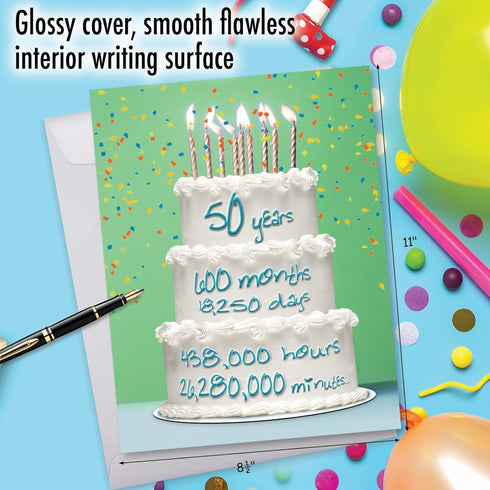 NobleWorks - 50th Big Funny Birthday Card (8.5 x 11 Inch) - Group Milestone Notecard for Year Old Birthday Congrats