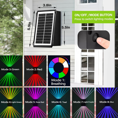 IP65 (2 2 Pack) VICHUNHO Solar Outdoor Wall Lights, Up & Down Solar Powered Lighting, Waterproof Fence Light