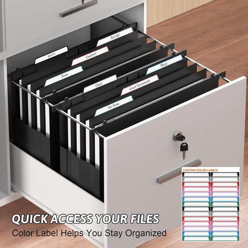Plastic Extra Capacity Hanging File Folders, 6 Pack Heavy Duty 4" Expandable with Movable Dividers, Letter Size-Black