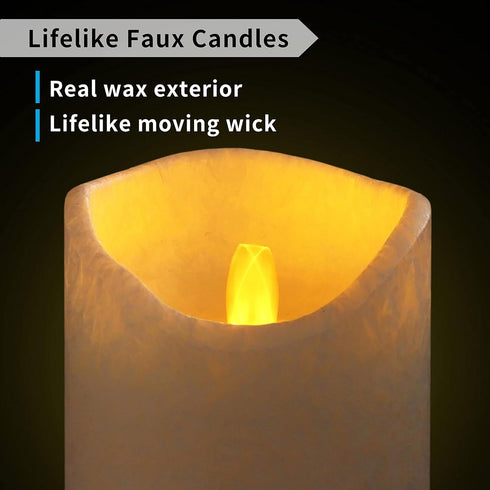 Pack 1 3" 4) FURORA LIGHTING Green Real Wax Crystallized LED Candle of (D x H for Home Dcor, Flameless Flickering