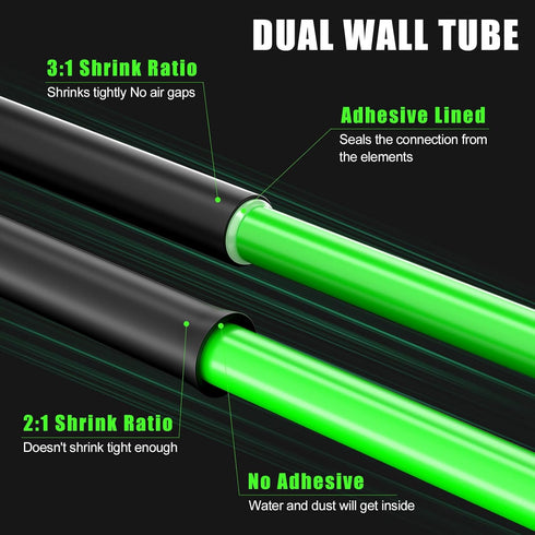 ELECFUN Waterproof Heat Shrink Tubing Kit, 365 pcs, 3:1 Dual Wall Tube for Wires, Marine Grade, 7 Sizes