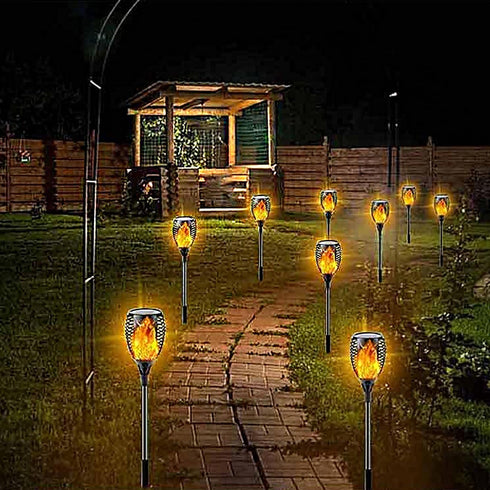 Flame Lamp Extension Kit - Ground Stake and Joint Connector to Make Solar Flashlight Torch Taller, 6 Sets