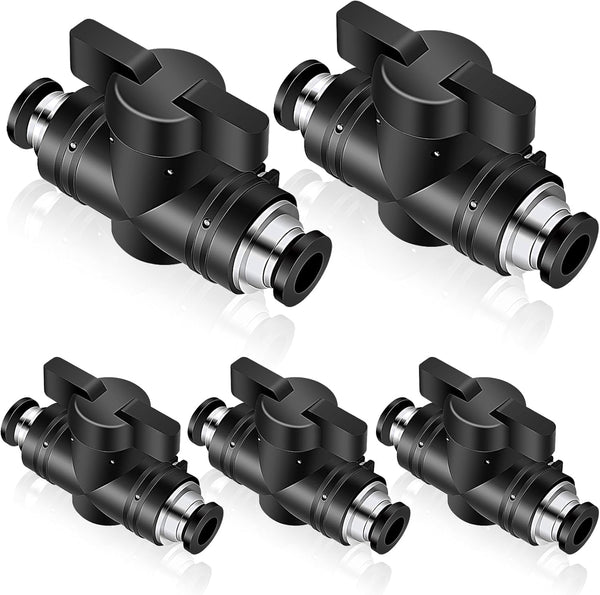 Boltigen 5Pack Pneumatic Push to Connect Ball Valve, 1/4”ODx 1/4“OD Quick Connect Air Control Fittings