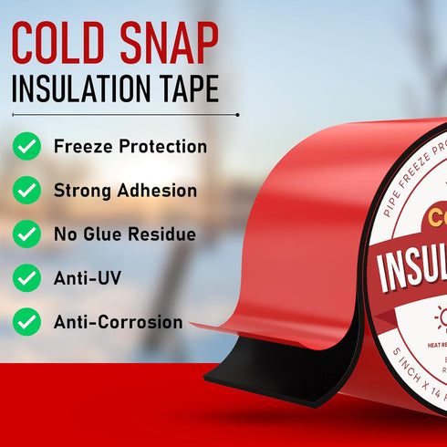 Redford Supply Co. 5 Inch Pipe Insulation Tape, Weather Resistant Water Pipe Wrap Tape