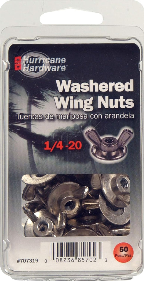 Hillman 707319 Zinc Die-Cast Washered Wing Nuts (1/4"-20), 50 Pieces, Silver