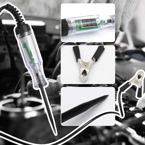 Test Light Automotive Circuit Tester with 3-48V Digital LED Display, Voltage Test Pen with Stainless Probe
