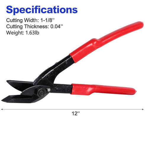 UpJiaFlarish 12" Strapping Cutter for Steel & PET & PP Strapping, Heavy-Duty Metal Banding Tool with Wide Blade