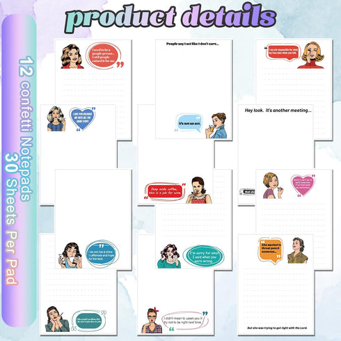 Spakon 12 Pieces Funny Notepads for Coworkers, Sarcastic Sticky Notes for Office Adult Work Gifts