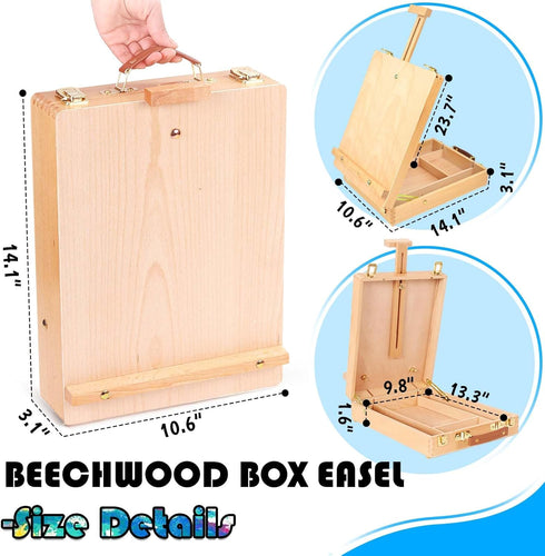 WOWOSS Set, 40PCS 24 3 Tabletop Art Easel Box Painting Kit for Adult Artists & Beginners, Easel Stand with Acrylic