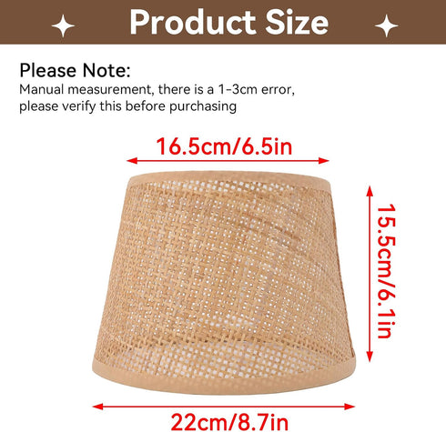 E27 E14 Rattan Lamp Shade Small Rattan Woven Cylinder Lamp Shade Boho Lamp Shades for Floor Lamps, Pendant Light