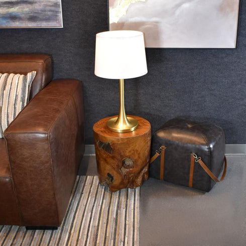 Yosemite Home Decor Bryce 1-Light Table Lamp in Brushed Gold with White Fabric Shade