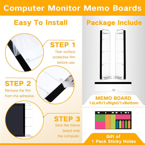Monitor Memo Boards for Computer, Set of 3 Multifunction Acrylic Screen Message Reminder Pad and Phone Holder