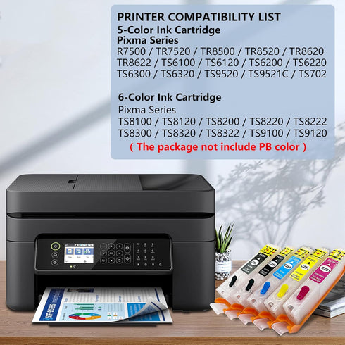 F-ink 5 Colors Empty Refillable Ink Cartridges - Replacement for Canon 280XXL 281XXL for Pixma Printers