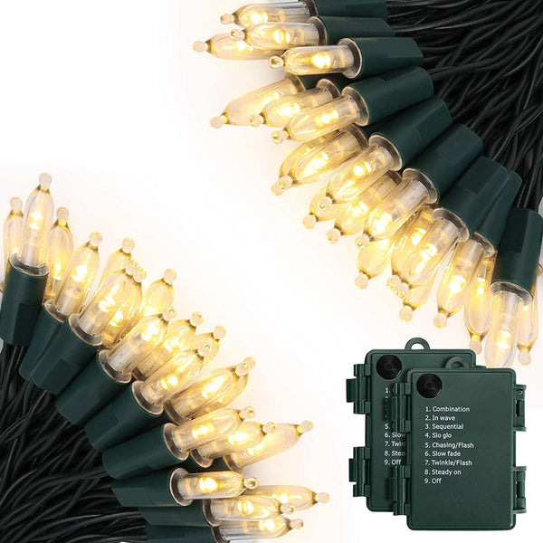 KOUQIYA Battery Operated Christmas Lights 2 Pack, 17ft 50 LED Mini String Light