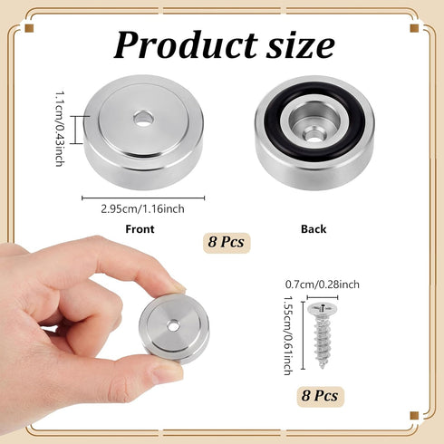 8PCS 1.18 0.39 Inch Stainless Steel Cutting Board Feet with Nonslip Pads x Board Feet Legs with Silicone Rubber Feet